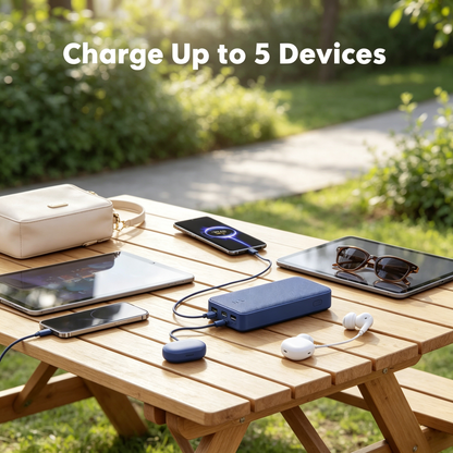 20000mAh Power Bank with 4 Built-In Cables